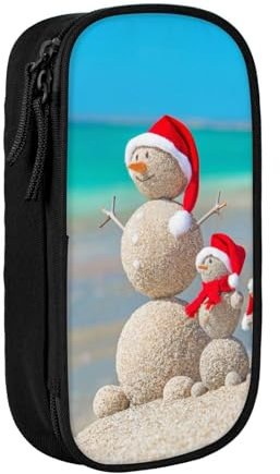 Federmäppchen mit großem Fassungsvermögen und Reißverschlussfach, Stifteetui, Organizer, langlebig, große Schreibwaren-Aufbewahrung, Bleistifttasche/Weihnachtsmütze von The Sea, Schwarz ,