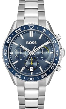 BOSS Chronograph Quarz Uhr für Herren Kollektion Runner mit Edelstahl- oder Silikonarmband