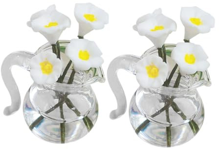 INOOMP 2 Stück Winziges Blumenglasfläschchen Miniatur Blumentopf aus Kunstharz für Selbstgemacht Mikro Landschaft und Miniaturhaus Deko
