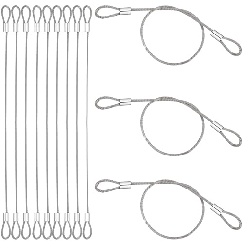 12 Stück Stahlkabel mit Schlaufen, Edelstahl-Sicherheitskabel, Sicherheitskabel, Drahtseil, Stahlkette, Sicherheitsketten für Außentor, Gepäckschloss, 2 mm dick, 30,5 cm Länge