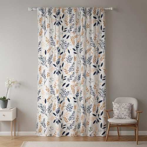GGAIMWF Tende botaniche con foglie - Pannelli per finestre floreali, estetica Country Cottagecore, naturali per camera da letto, cucina, balcone, porta, divisorio, interno/esterno, 117 x 183 cm, 1
