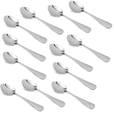 CAMRI Teaspoons Set of 12-14.5 cm / 5.7 in, Stainless Steel Tea Spoon for Coffee & Dessert, Dishwasher Safe, Small Spoon Set for Home Kitchen & Restaurant (C01-12 Pcs)