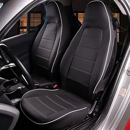 WINVOX Auto-Lederschutz-Sitzbezug Für Mercedes Für Smart 450 451 453 Für Fortwo 2004-2022 Full Wrap Cushion Interior Sitzbezüge Sitzbezug (Color : Schwarz)