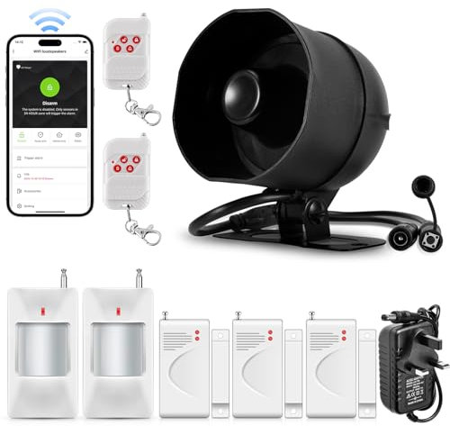 WiFi Burglar Alarm System, Door Window Sensor Alarm System-Home Security Systems Anti-theft 120DB Alarm,Smart Magnetic Sensor Alarm with Free Notification APP Control &Remote Control for Garage Shed