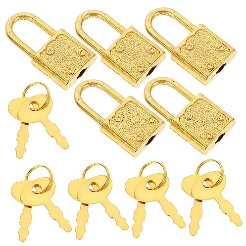 KONTONTY 5sets Small Lock Head Treasure Box Locks Keys for Wooden Box Padlock Key Antique Style for Jewelry Treasure Supplies