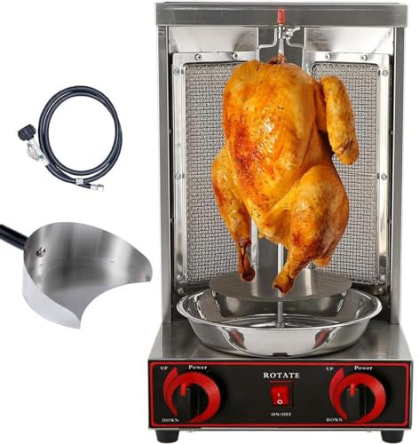 Dfdieratve MáQuina para Hacer Kebab y Shawarma, Parrilla Vertical para Kebab, Asador de Carne Tipo Gyro con 2 Quemadores para Cocinas Comerciales y DoméSticas,barbecuestove+Shovel