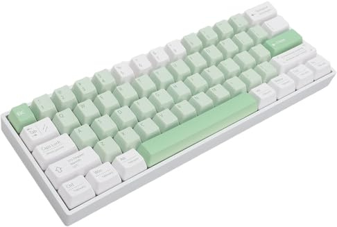 Sxhlseller Teclado Mecánico Al 60 por Ciento, Teclado para Juegos Retroiluminado RGB de 61 Teclas 2.4G/ 5.0 con Rollover de Tecla N, Batería de 3000 MAh, Base Blanca