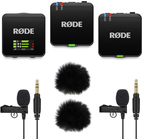 Rode Wireless GO Gen 3 Drahtloses 2-Kanal Mikrofon-Funksystem mit 2X Lavalier GO Mikrofon und 2X keepdrum Fell-Windschutz