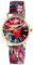 Raptor Colorful Edition Damen-Uhr Zugband Edelstahl Motiv Bunt Print Analog Quarz RA10205 (Rot)
