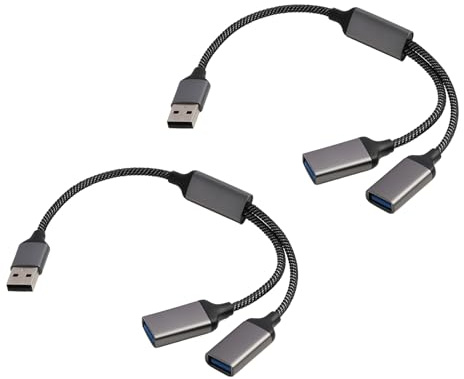 2 PCS USB Splitter, Y Kabel, Netzkabel Verlängerung für Datenübertragung und Laden, Multi Port Hub für Laptop, Auto, Festp