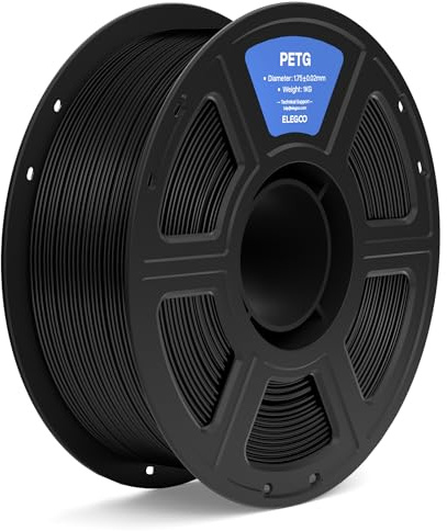 ELEGOO PETG Filamento 1,75 mm Nero 1KG, Filamento per Stampante 3D Precisione Dimensionale +/- 0,02 mm, Bobina da 1kg Compatibile con la Maggior Parte delle Stampanti 3D FDM