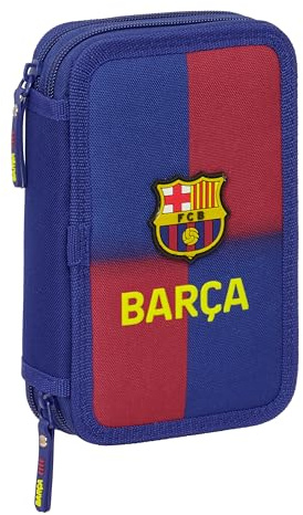FC Barcelona 1. Team 25/26 Schulmäppchen für Kinder, mit 29 Utensilien, ideal für Kinder von 5 bis 14 Jahren, bequem und vielseitig, Qualität und Widerstandsfähigkeit, 12,5 x 4 x 19,5 cm, blau/granate