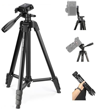 NEEWER ENTRY LEVEL VERSION Tripod for Camera, Metal Lightweight Portable Travel Stand with Cold Shoe Holder Mount Compatible with iPhone for Video Recording Filming, TP53