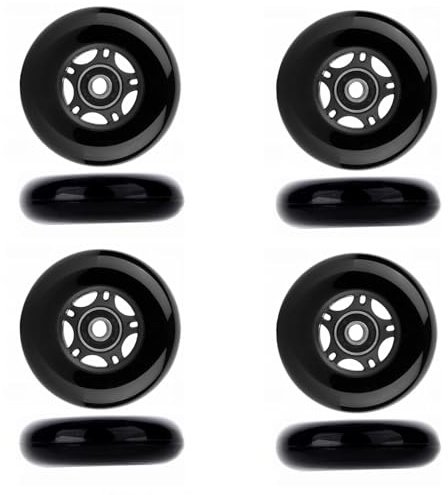 Inline-Skate-Rollen, 85A Durometer, 24 mm Breite, 64–80 mm Durchmesser, Schwarz, für drinnen und draußen, 4/8er-Pack (4, schwarz, 72 mm)