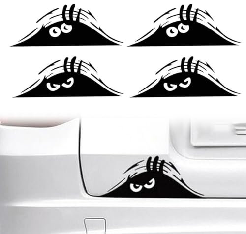 4 calcomanías 3D divertidas Pegatina para coche de Monstruo Asustadizo con Ojos Aterradores, Impermeable