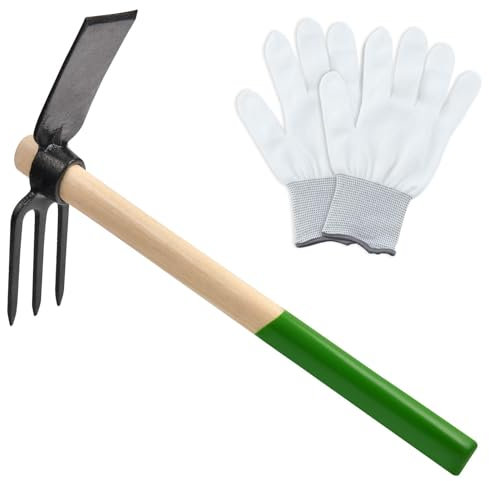 SPEEDWOX houe et cultivateur Houle à Main cultivateur Houle à Main 2 en 1 Outils de Jardin à Main avec Manche en Bois vigoureuse 3 Griffe en Acier au Carbone Robuste pour desserrer Le Sol, désherbage