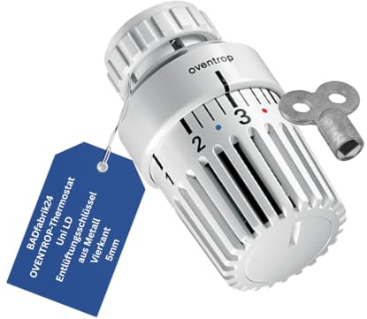 BADfabrik24 Thermostat Uni LD mit Entlüftungsschlüssel aus Metall 5 mm Vierkant – 1 Stück Heizkörper Thermostatkopf,Thermostatkopf, Thermostatkopf LD, Thermostat für Heizkörper