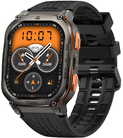 KOSPET M3 Ultra GPS Smartwatch Uomo, 1.96 AMOLED HD Display, Orologio Smart Watch Militare, Monitoraggio Frequenza Cardiaca e SpO2, 170+ Modalità Sport, Resistenza Acqua 5ATM, Fitness Tracker