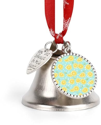 Lemon Pattern Cute Christmas Bells Ornaments Xmas Holiday Sliver Bell for Home Yard Garden Decor