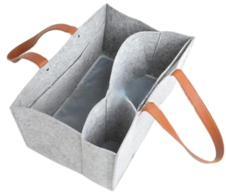mophrati Bolsa de pañales portátil para bebé, no tóxica e inodoro, para cambiar pañales de forma segura, exquisita carpeta artesanal para, hecha fieltro, gris