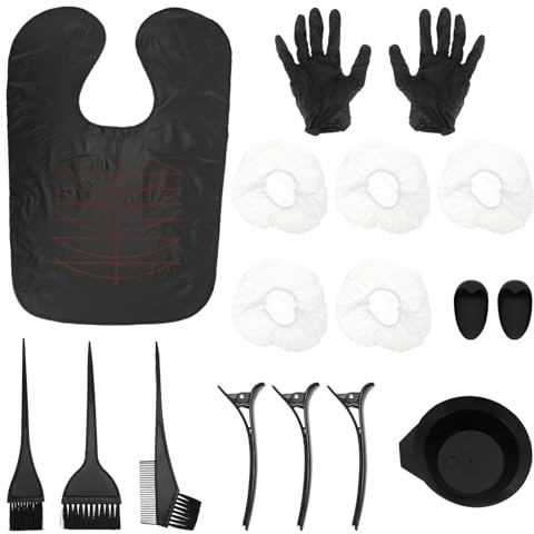 Hohopeti Hair Dyeing Set 9pcs Plastic Hair Colouring Kit with Dye Comb and Bowl for Home DIY Use Highlights Random Color