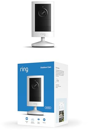 Ring Outdoor Camera 2K, Außenkamera, Akku (neueste Gen.), Einfache Installation, Weitwinkel-Video in Retinal 2K, optimierter, bis zu 6-facher Zoom und Nachtsicht, Weiß