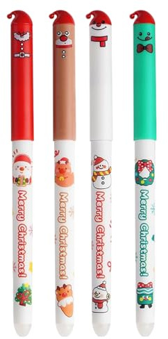 Bolígrafos borrables para niños, suministros de escritura escolar de Navidad, bolígrafo de firma de vacaciones, para enseñar planificación de arte, diario, álbumes de recortes, informes, bocetos