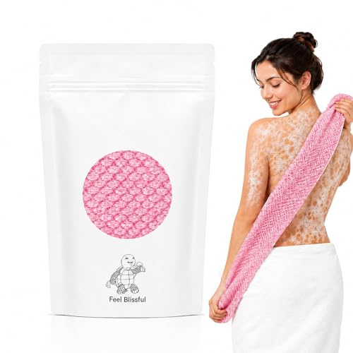 Toalla Exfoliante Antibacteriana Claria, 120 cm, Toalla Exfoliantes Corporales para Ducha, Espalda y Cuerpo, Exfoliación Suave, Secado Rápido (Rosa, 1 unidad)