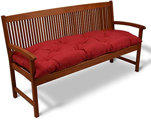 Beautissu Cojines para Bancos Flair BK 120x50x10 cm Cómodo Acolchado Banco de jardín/Columpio Hollywood Rojo
