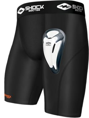 Shock Doctor, Pantaloncini di compressione con sospensorio Bioflex per Ragazzi, Nero (black), S