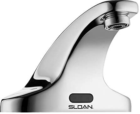 Sloan SF-2350 Sensor Activated Touch-Free Faucet, Commercial Grade with Mounting Hardware - 0.5 GPM Battery-Powered Deck-Mounted Mid Integrated Base Body with Below Deck Mixer, 3362118