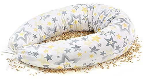 NATURECA JUNIO Coussin d'allaitement et Grossesse pour Dormir Coussin de Maternité de Bio vannure d'épeautre Oreiller Bébé Coussin Multifonction 170 x 30cm