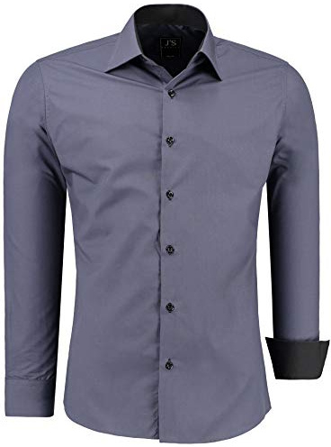 J'S FASHION Herren Hemd - Slim-Fit - Langarm-Hemd Freizeithemd - Pflegeleicht Bügelleicht
