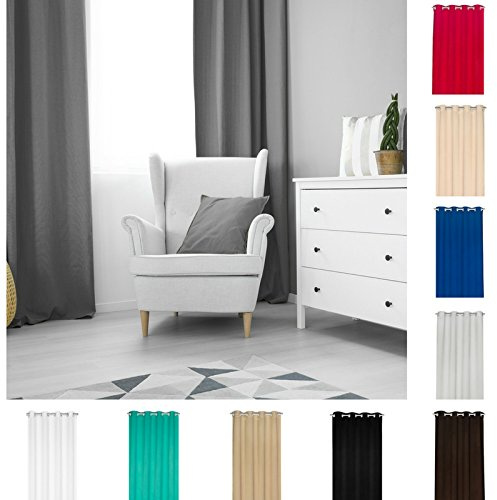 KS Handel 24 Rideau de fenêtre opaque occultant certifié Öko-Tex - 140 à 250 cm - 10 couleurs - 4 dimensions (gris foncé, 140 x 175 cm)