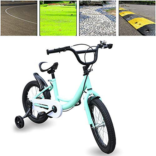 YUNRUX 40,6 cm barncykel lasthjul pojkar och flickor Cykel med stödhjul Camping Bike Campinghjul ram av kolstål unisex pojkcykel för barn grön