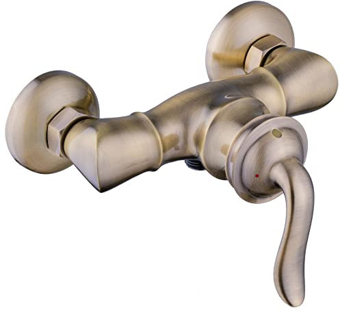 PaulGurkes bronze Duscharmatur Messing Antik Mischbatterie Einhandmischer Retro Nostalgie Aufputz Dusche