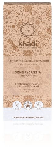 khadi SENNA/CASSIA Trattamento naturale per capelli - Trattamento intenso trasparente per lucentezza, volume ed elasticitࠠ- 100% naturale e vegana - 100 g