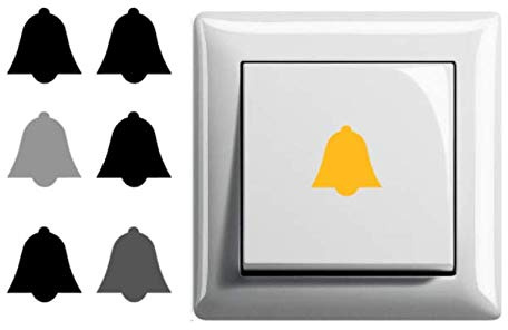 generisch 6X Glocken Klingel Aufkleber Schalteraufkleber Schalter Sticker (246/6/3) (Silbergrau Glanz, 2,5 x 2,5 cm)