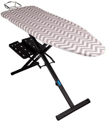 Kitchen Move Tavolo da stiro pieghevole CLEVER in alluminio 137x45 H92cm con poggia ferro e riposa centrale vapore e roulette