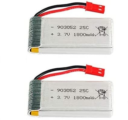 YUNIQUE GREEN-CLEAN-POWER - Set aus 2 Li-Po Batterien 3.7V 1800mAh 25C mit JST-Stecker für JJRC H11D, H11C, HQ898B RC-Hubschrauber. Hohe Kapazität und optimale Leistung.