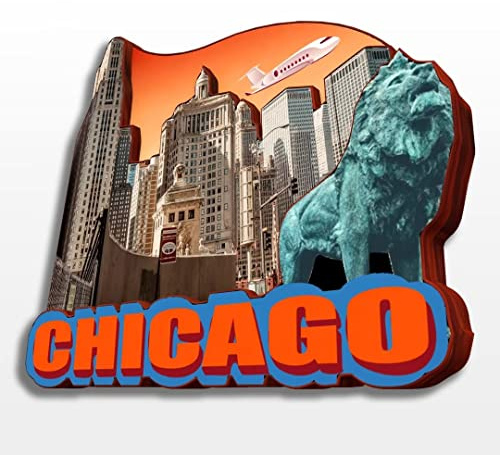 Chicago Kühlschrankmagnet, Holzkollektion, 3D-Holz, handgefertigt, Reise, Stadt, Souvenir, Heimdekoration, Geschenk, 6 Stück