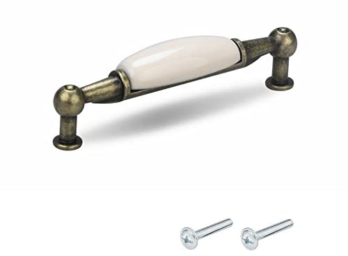 cyclingcolors maniglie per mobili 96mm vintage antiche ottone ceramica porcellana bianca cucina