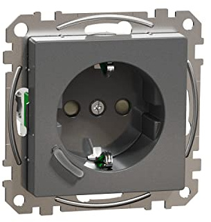 Schneider Electric Merten Connected Smart Schuko-Steckdose, MEG2380-0414 | 2-polig+E, 16A, System M, Alexa, Google Home, Zigbee, Smart Home Wifi Steckdose, anthrazit