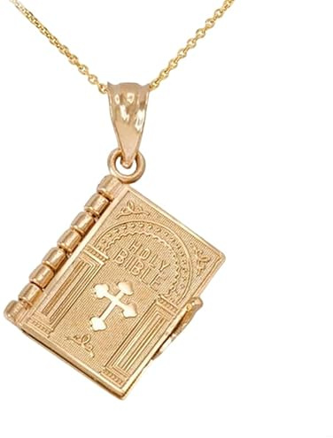 Yerdos Pendentif Chrétien Miniature lisible collier Bible livre de la Bible pendentif collier prière ecriture chrétienne argent