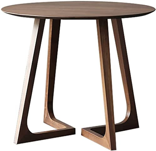 Kleiner Beistelltisch aus Massivholz, runde Sofa-Beistelltische, Couchtisch, Nordeuropa-Nachttisch, kreativ für Wohnzimmer, Schlafzimmer, Balkon, Snack-Tisch (Größe: 60 x 60 cm, Farbe: Walnuss)