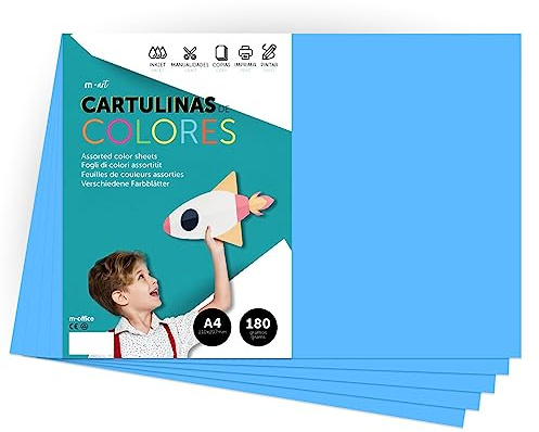 Farbkarton, A4-Farbkarton, intensive Farben, 180 g, für Bastelarbeiten, Drucken Sie Ihre Dokumente und kreativen Designs, Farbfolien A4 · m-office (25 Blatt, Türkis)