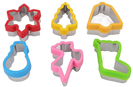 HOKZYHOUSE 6 Stück Weihnachts-Ausstechformen, Leicht zu Lösende, Multifunktionale DIY-Backformen aus Edelstahl, Weihnachts-Ausstechformen für Kekse, Fondant