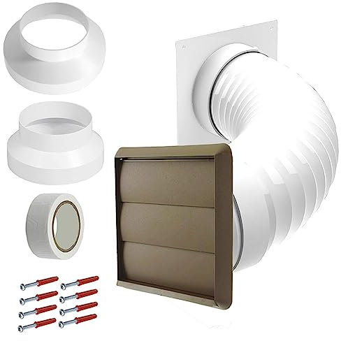 SPARES2GO Universal Cooker Hood External Vent Kit 4 5 6 100mm 125mm 150mm Exterior Wall Duct Set (Brown)