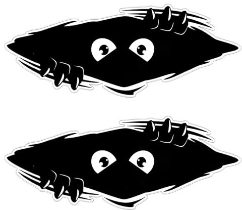 Mabor 2 Divertenti Adesivi per Paraurti Auto, Grandi Adesivi Neri Che Sbirciano per Finestre, Pareti, Laptop, Ammaccature, Moto - Decalcomanie PET Impermeabili