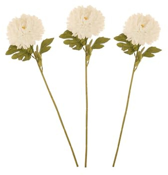 FloristryWarehouse Künstliche Chrysanthemen-Blumenstiele, 67 cm hoch, Weiß, 3 Stück